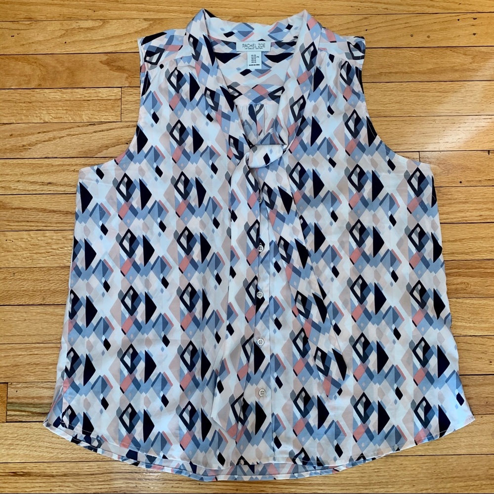 Rachel Zoe Geo Print Sleeveless Top XL